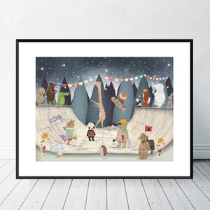 Little Skate Park nursery Print, Woodland Animal Skate & Surf Decor, Whimsical Wall Art image 2
