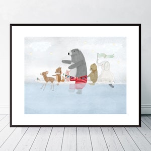 Surfer Buddies. Nursery art, Surfing print, Neutral nursery print, Children's Picture, Children's wall art, nursery prints, Baby nursery art