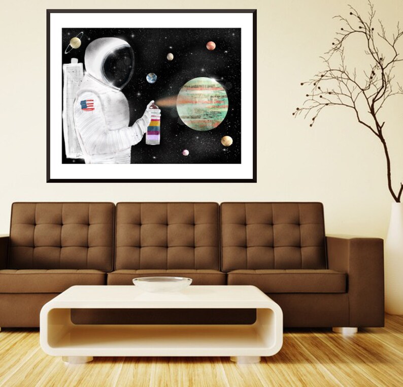 Space Graffiti. Solar system print Space wall art Retro Etsy