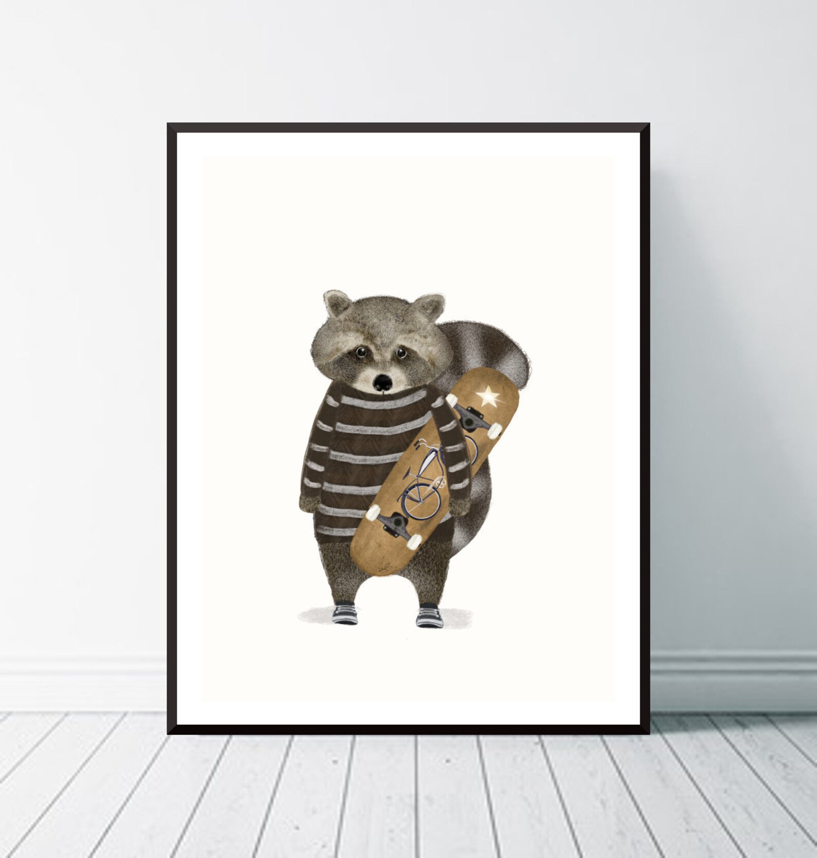 Skate Raccoon. Nursery Art Children's Wall Art Cute - Etsy