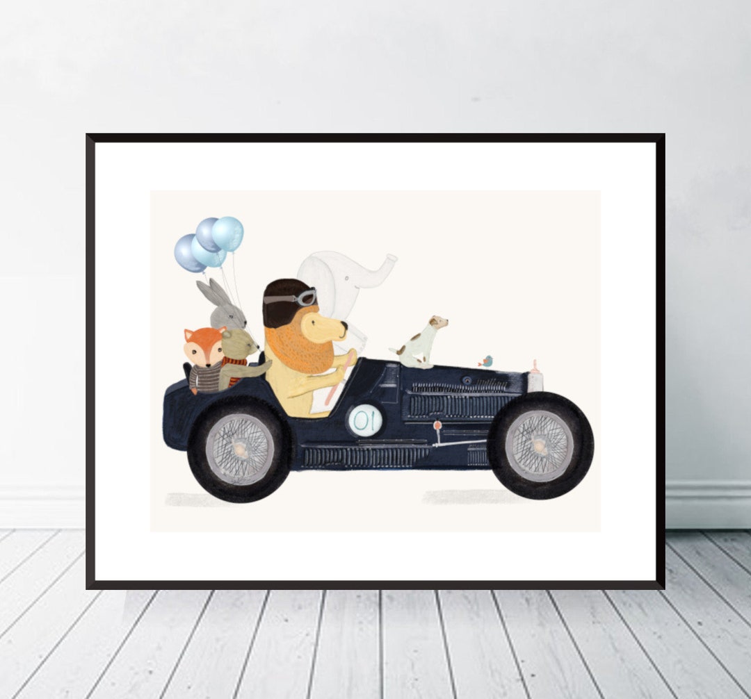 Little Race Car .nursery Wall Art, Baby Nursery Decor, Racing Car Print
