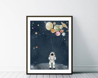 the solar collector.astronaut wall art.solar system print.solar system poster.solar system art.space posters.nursery solar system print.