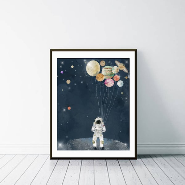 the solar collector.astronaut wall art.solar system print.solar system poster.solar system art.space posters.nursery solar system print.