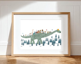 Dino Beats Nursery Prints, Kids Room Wall Art, Woodland Animal Print, Baby Shower Gift