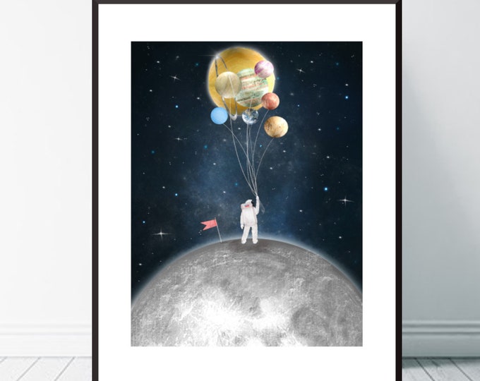 Star Man. Astronaut wall art,Solar system print, Space art, Solar system poster, Solar system art, Space posters, Nursery solar system print