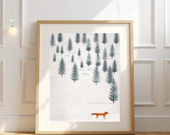 Winter's tale nature Neutral Decor, Minimalist Modern Scandinavian Home Print