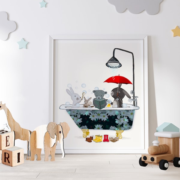 Childs Bathroom Art - Etsy