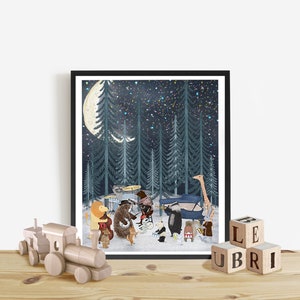 The Moon Band. Nursery art, Children&#39;s wall art, Baby nursery decor, Music theme, Children&#39;s picture, Nursery prints, Whimsical wall art