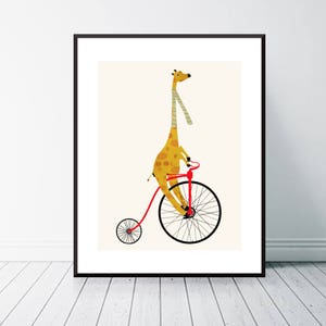 The High Wheeler. Nursery art, Children's wall art, Cute illustrations, Bicycle wall art, Whimsical wall art, Baby nursery decor