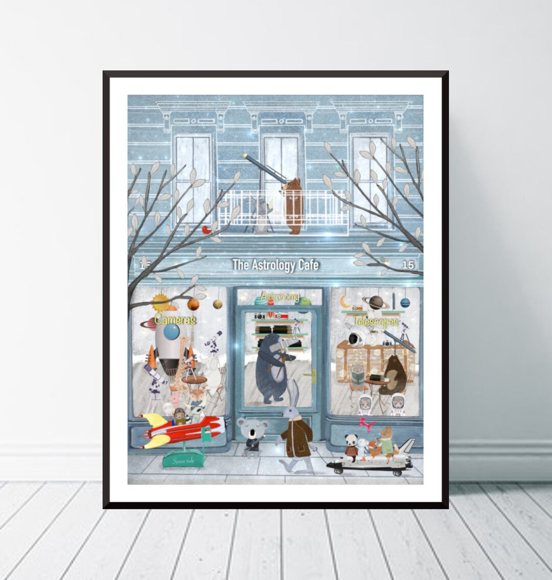 The Astrology Cafe. Nursery Art, Children's Wall Art, Space Theme, Book ...