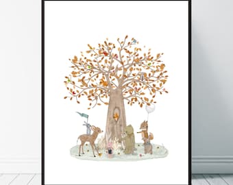 Little Oak Tree, Nursery art, Childrens wall art, Nursery wall art, Woodland theme, Baby nursery decor, Neutral nursery art, Nature wall art