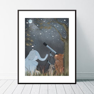 Little Astrologers. Nursery art, Children&#39;s wall art, Astrology and stars, Woodland nursery, Space theme, Whimsical wall art, Baby nursery