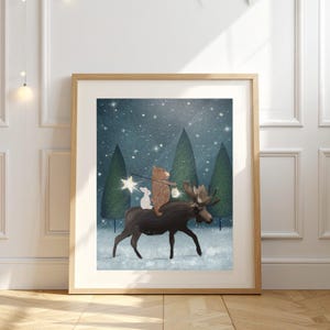 The Elder Moose Nursery print, woodland animals print, kids room decor, children’s wall art