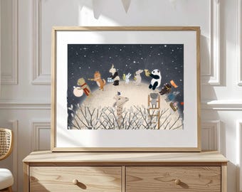 The Moon Song Nursery Prints, Kids Room Wall Art, Woodland Animal Print, Baby Shower Gift