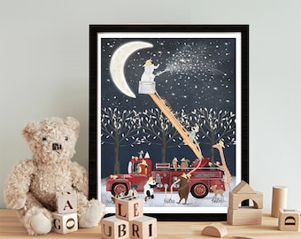 The Star Brigade. Nursery art, Children's wall art, Adventure theme, Woodland Baby nursery art, Children's picture, Nursery print, Whimsical