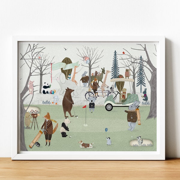 Little Golf Time. Nursery art, Children's wall art, Golf theme, Nursery sport theme, Children's picture, Nursery prints, Baby nursery print