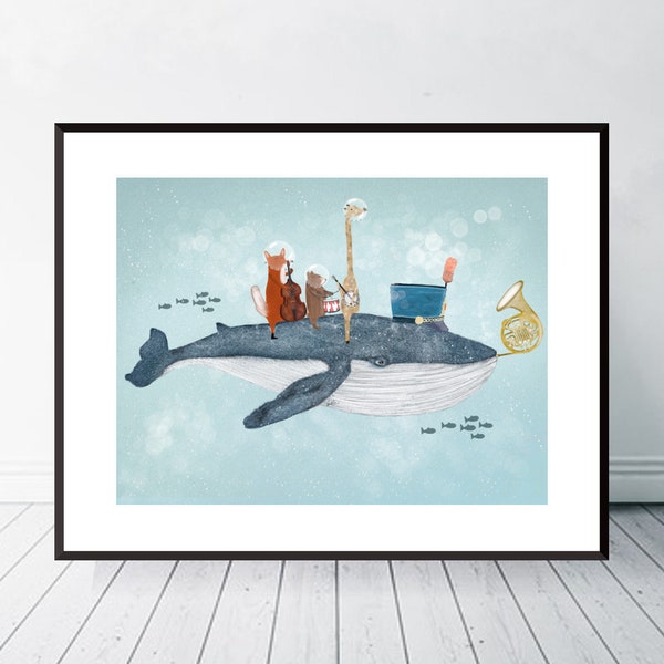 Whale Song, Nursery art, Blue whale print, Nursery Print, Children's wall art, Children's Picture, Whales wall art, Baby nursery art