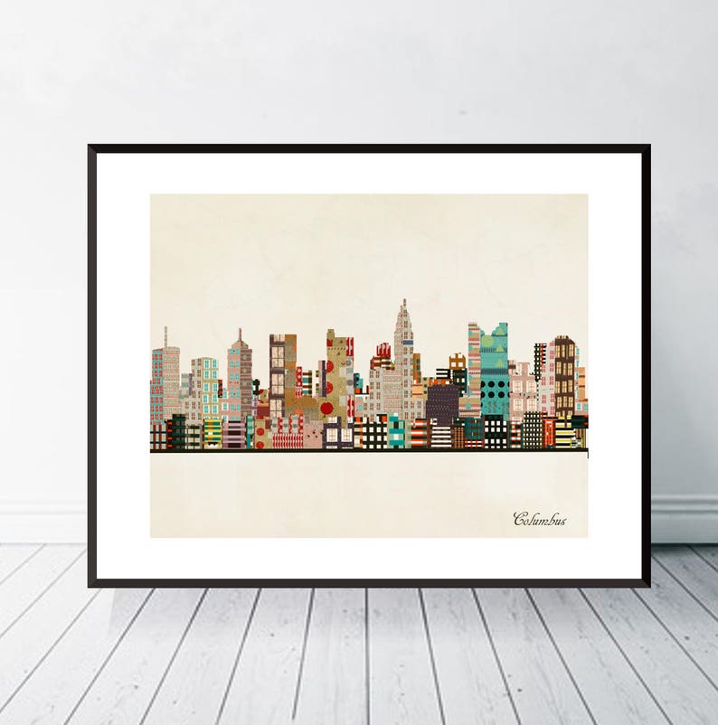 Columbus Skyline Columbus Ohio Skyline Columbus City Print Etsy