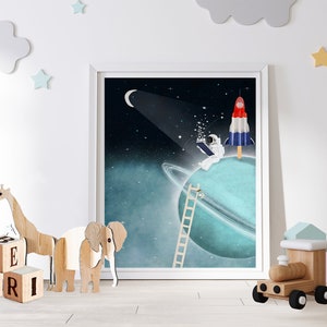 The Book Of Stars.Astronaut wall art, Astronaut poster, Nursery moon print, Astronaut and stars, Space posters, Space wall art, Nursery art