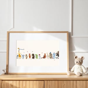 Little big parade Nursery Print, Whimsical Kids Wall Art, Woodland music Animals prints.