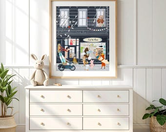 the sport store Woodland Animal Nursery Print, Whimsical Kids Room Wall Art