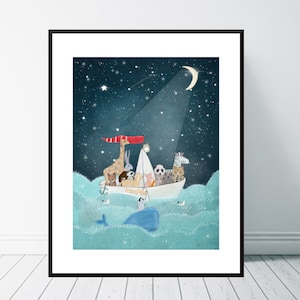 Little Nautical Explorers. Nursery art, Neutral nursery print, Children's Picture, Children's wall art, Baby nursery art, Adventure theme