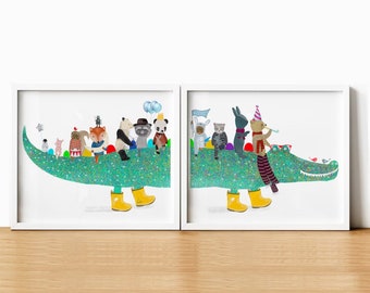 The Star Crocodoodle. Nursery art, Children's wall art, Nursery posters, Adventure wall art, Nature wall art, Woodland animals, Whimsical