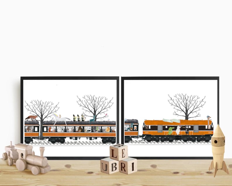 Little Railways. Nursery Art Children's Wall Art Train Etsy