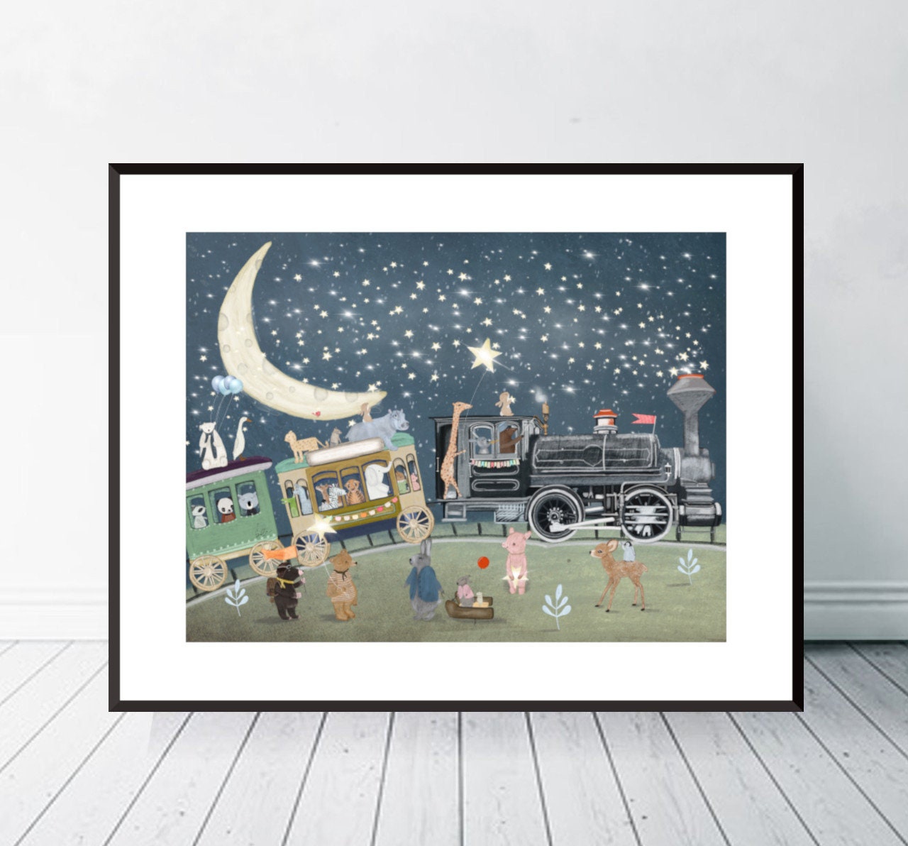 The Magical Star Train. Nursery art, Children's wall art, Adventure theme, Baby nursery art, Children's picture, Nursery prints, Whimsical