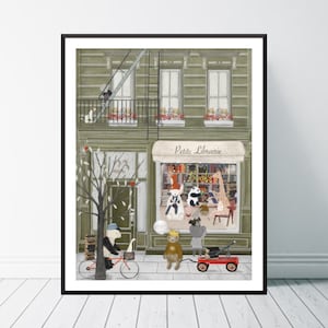 Petite Librairie. Nursery art, Children's wall art, Reading theme, Woodland Baby nursery art, Children's picture, Nursery prints, Whimsical