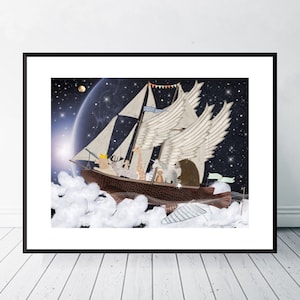 The Star Seekers. Nursery art, Nursery prints, Children's wall art, Baby nursery print, Adventure theme, Space wall art, Nursery space art