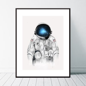The Astronaut. Astronaut print, Astronaut poster, Space wall art, Space art print, Boys room decor, Nursery space theme, Astronaut posters