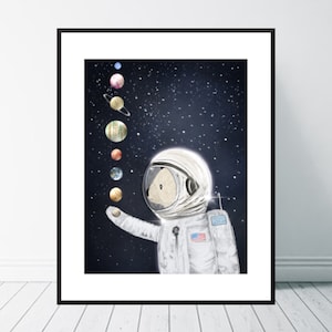Little Planet. Space art, Nursery space art, Solar system, Astronaut poster, Nursery solar system, Nursery art, Nursery space theme,