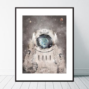 Hello World. Astronaut wall art, Astronaut art print, Astronaut posters, Boys room decor, Colorful space wall art, Space wall art prints.