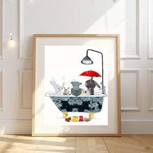 little bath time. Nursery print, Woodland Animals Wall Art – Kids Room Decor Print
