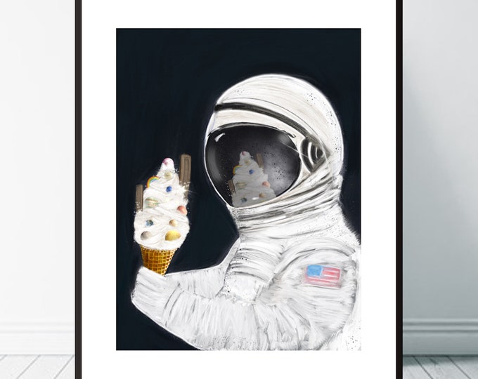 Space Cone. Astronaut Poster, Solar system print, Solar system poster, Solar system art, Space posters, Nursery solar system print.