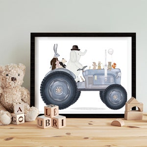 Little Tractor. Nursery art, Farming theme, Tractor poster, Childrens wall art, Adventure theme, Baby nursery art, Whimsical wall art