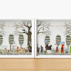 Lets All Go Adventure. Nursery art, Children's wall art, Nursery woodland theme, Baby nursery, Nature wall art, Woodland animals, Whimsical