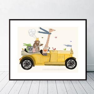Happy days. Nursery prints , Kids Room Wall Art, Woodland Animal Print,