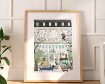 Little Garden Store Woodland Animals Art Print: Whimsical Storybook Nursery Decor