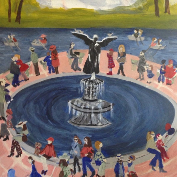 Bethesda Fountain, Central Park, original signed painting