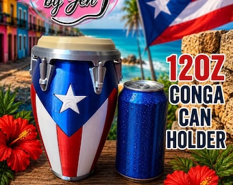 Puerto Rico Inspired Conga Can Holder 12oz