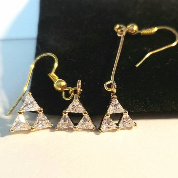 Golden Legend of Zelda Triforce Earrings - Studs and Dangle