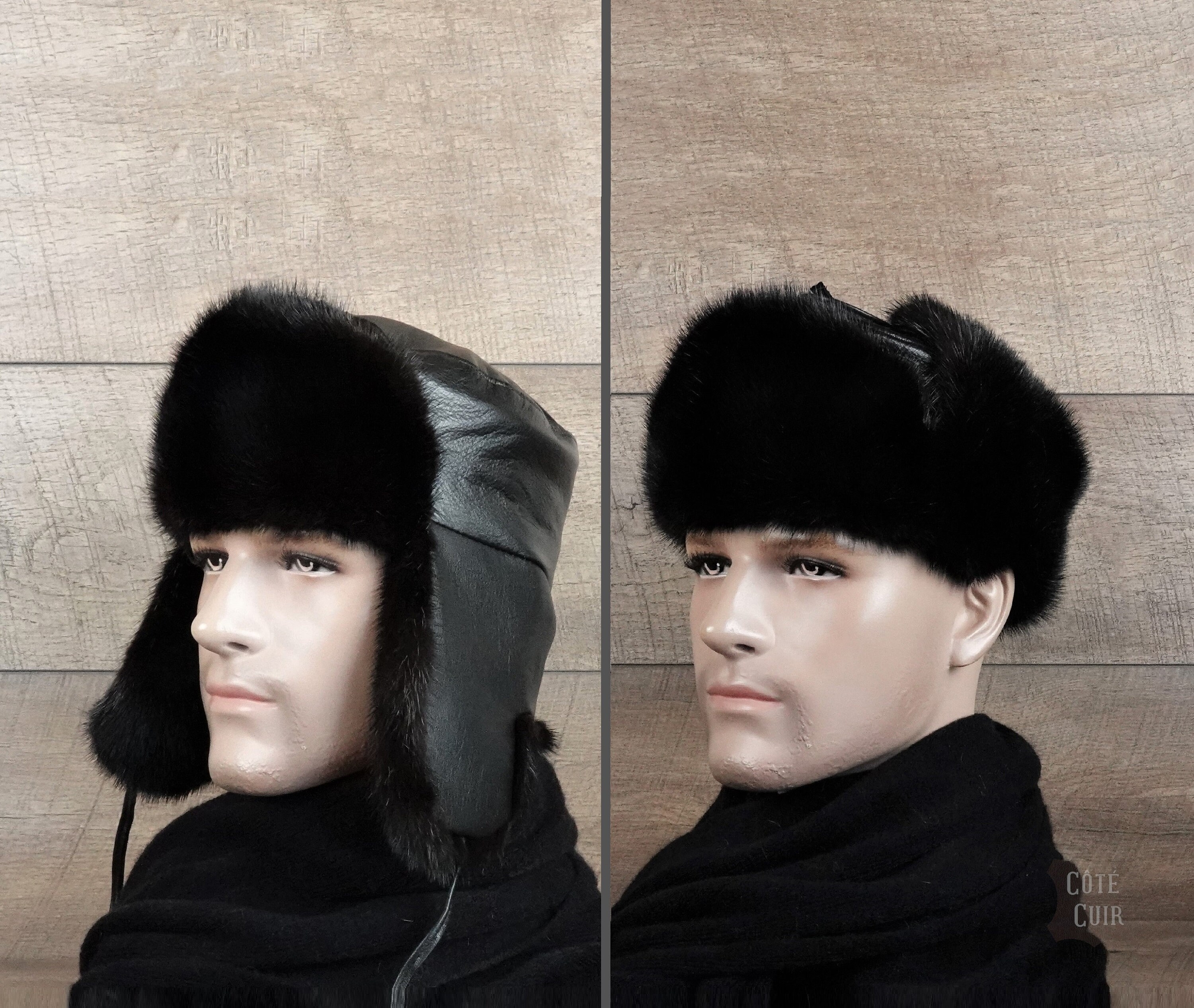 Men's Real Fox Fur Hat Russian Ushanka Cossack Trapper Hat