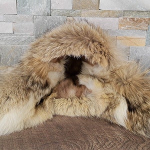 Herren Coyote Pelz Aviator Hut, Ushanka, aus echtem braunem Leder und recyceltem Coyote Pelz, Simon Model, CA55 Bild 9