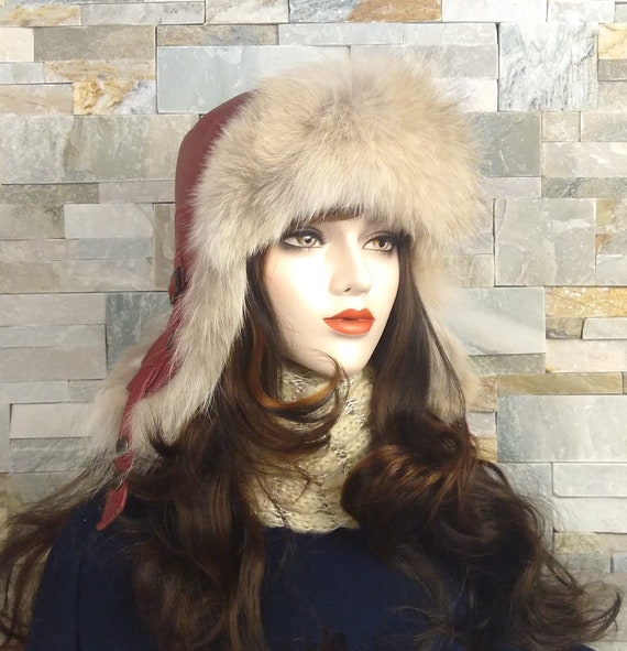 Coyote Ushanka for Women, Real Fur Aviator Hat, Trapper Cap, Real