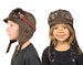 Kids Aviator Hat and Goggles, Pilot Helmet, Real Brown Leather, Steampunk Cap for Children, for boy and girl, Simon Model, CA2 