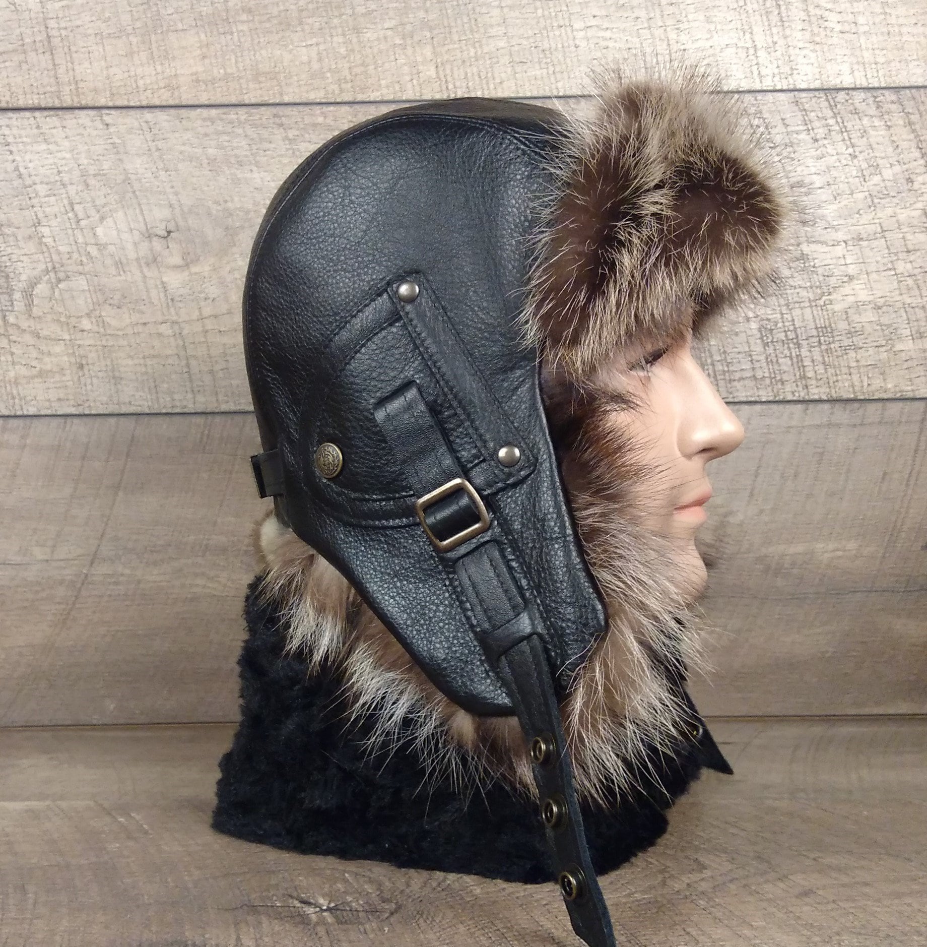 Fur aviator hat for men ushanka trapper bomber cap real Etsy
