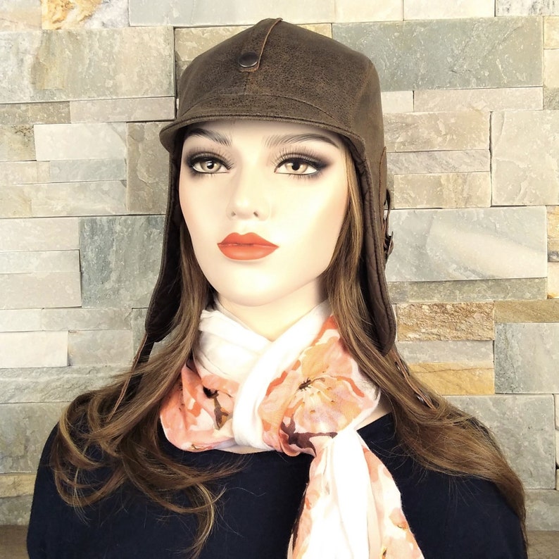 Leather Aviator Hat Leather Motorcycle Helmet Pilot Cap Etsy