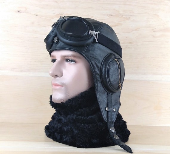 Leather Aviator Hat Vintage Pilot 